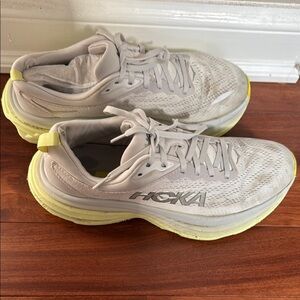 HOKA Gray and Light Yellow Athletic Shoes